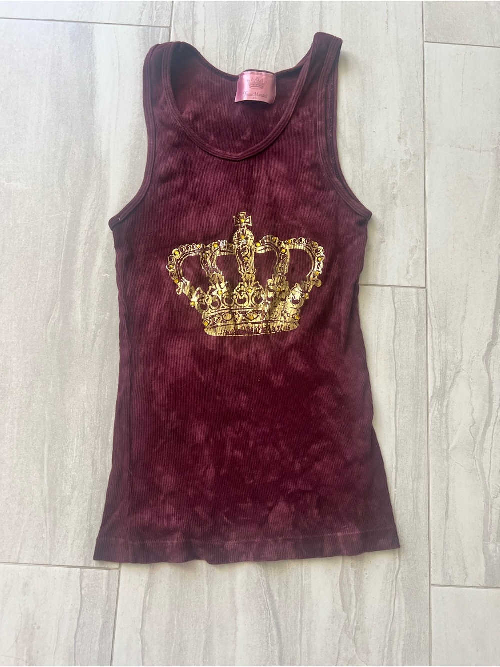 Women’s Burgundy Tank Top with Gold Crown Graphic